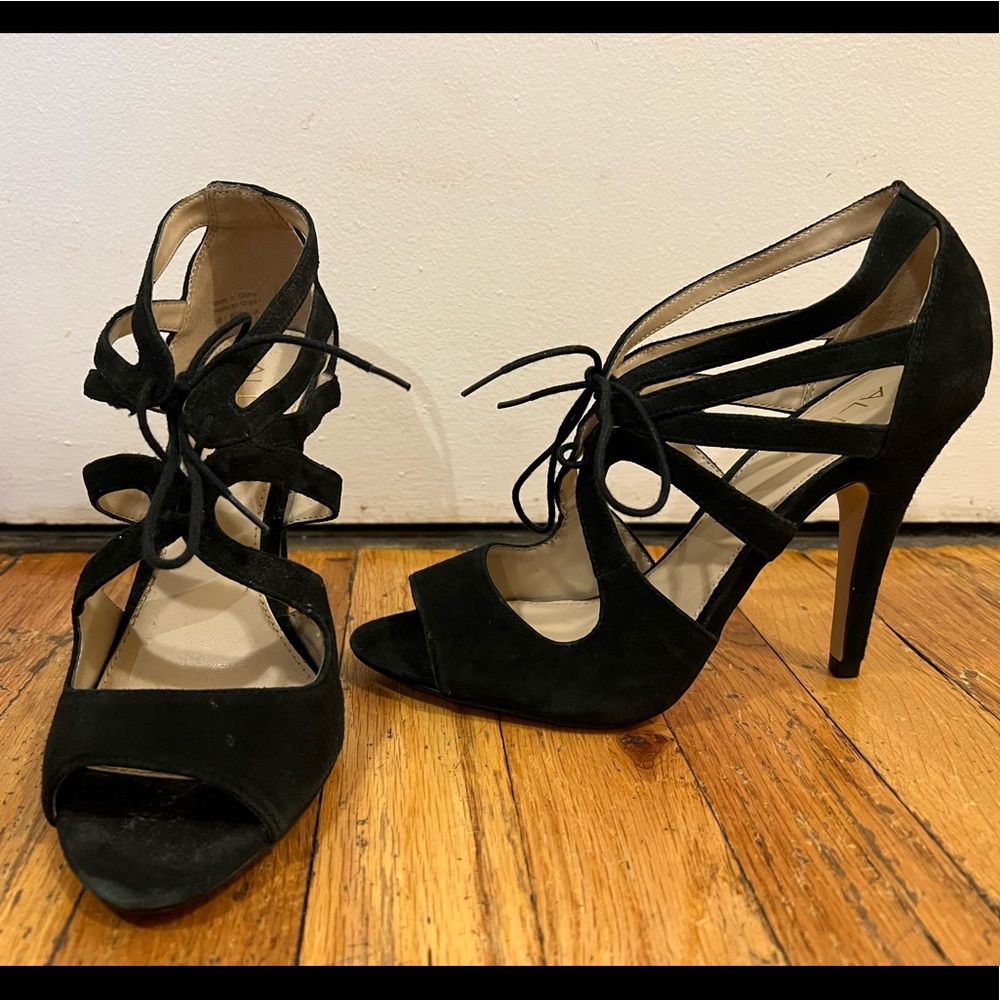 Black lace-up heels